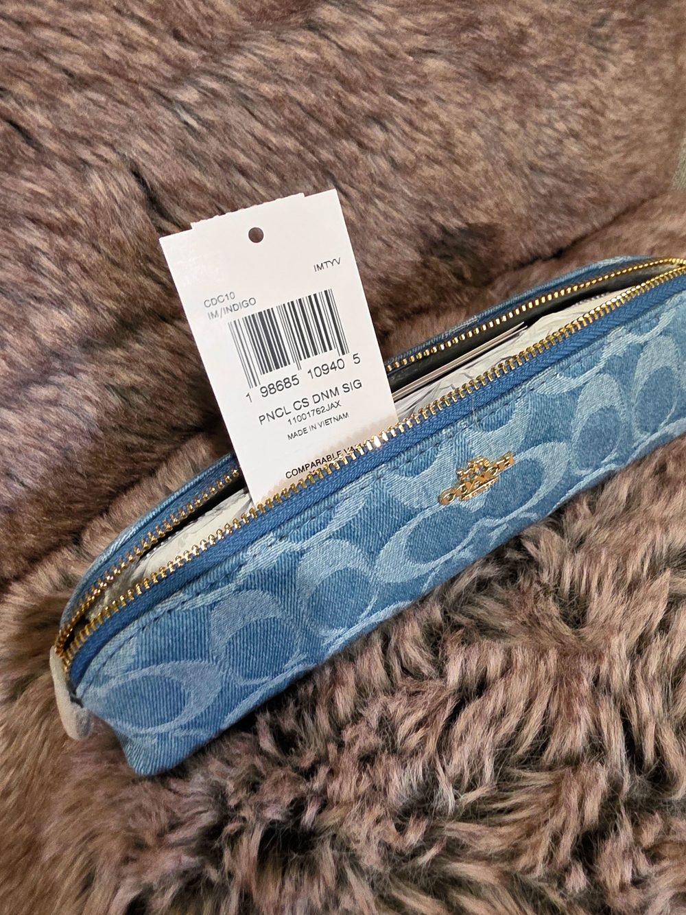 Coach Signature Denim Pencil Case